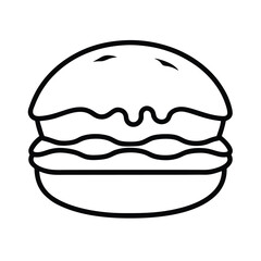 Burger with cheese sauce in smooth line art Vector illustration