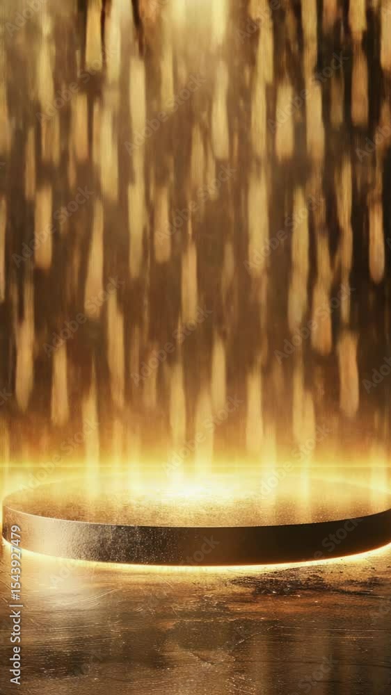 Poster A large circular table with a light emanating from the center
