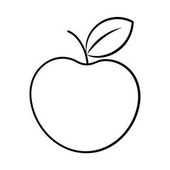 Apple with leaf in natural curve line drawing Vector illustration
