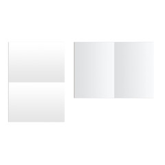 Two blank pages, one folded and one open, ideal for note-taking or design purposes.