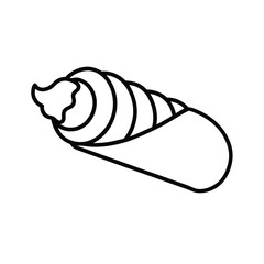 Cannoli with cream filling in delicate line art Vector illustration