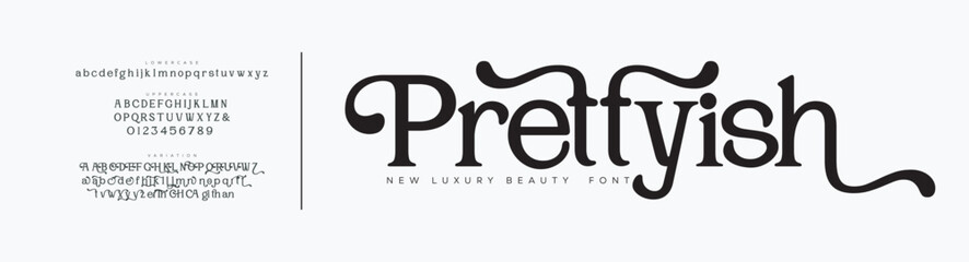 Prettyish modern alphabet letters font logo. Typography luxury minimal lettering fonts decorative wedding vintage retro logos. vector illustration	