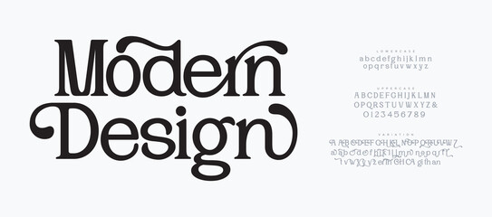 Modern design abstract elegant font alphabet. Luxury modern urban fonts for logo, brand etc. Typography typeface uppercase lowercase and number. vector illustration
