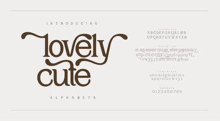 Modern lovely cute luxury alphabet beauty logo font. Classic beautiful elegant serif minimal fashion. Typography decoration logotype fonts, wedding, logos. vector illustration
