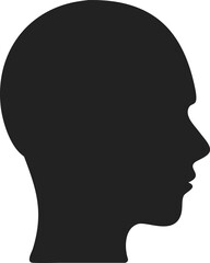 Black Silhouette of Human Head in Profile – Smooth Faceless Outline Highlighting Forehead, Nose, and Chin on White Background – Minimalist Vector for Identity, Psychology, and Human Form Concepts