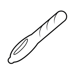 Baguette with butter knife in minimal line drawing Vector illustration