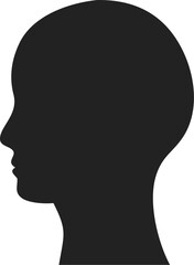 Black Silhouette of Human Head in Profile View – Smooth Contour of Forehead, Nose, Lips, and Chin on White Background – Minimalist Vector Illustration for Psychology, Identity, & Human Design Concept