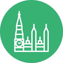 Big Ben Vector Line White Circles Multicolors