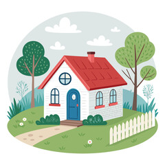 Fototapeta premium Modern House Vector Icon – Clean Real Estate Home Illustration, Flat Style, Editable AI/EPS, Real Estate Logo, Property Design, Construction Blueprint Graphic