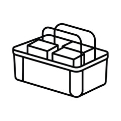 Bento lunch box in traditional line drawing Vector illustration