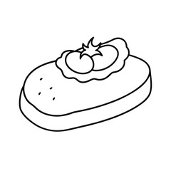Bruschetta with tomato topping in clean line art Vector illustration
