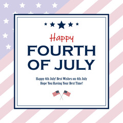 4th of July banner Vector illustration. Happy Independence Day, US flag with text