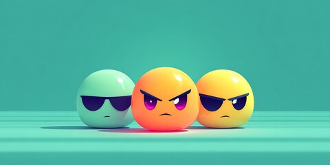 Angry emojis on a mint background