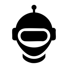 Futuristic AI Chatbot Head Silhouette Vector Icon – Bold Black Tech Robot Illustration