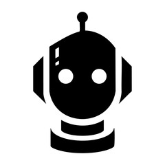 Futuristic AI Chatbot Head Silhouette Vector Icon – Bold Black Tech Robot Illustration