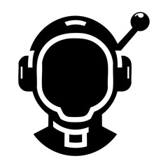 Futuristic AI Chatbot Head Silhouette Vector Icon – Bold Black Tech Robot Illustration