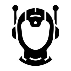 Futuristic AI Chatbot Head Silhouette Vector Icon – Bold Black Tech Robot Illustration