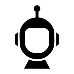 Futuristic AI Chatbot Head Silhouette Vector Icon – Bold Black Tech Robot Illustration