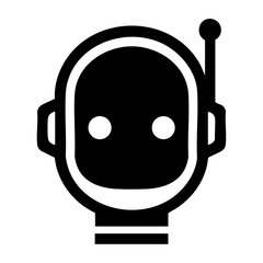 Futuristic AI Chatbot Head Silhouette Vector Icon – Bold Black Tech Robot Illustration