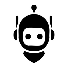Futuristic AI Chatbot Head Silhouette Vector Icon – Bold Black Tech Robot Illustration