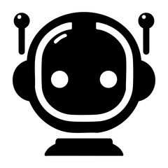 Futuristic AI Chatbot Head Silhouette Vector Icon – Bold Black Tech Robot Illustration