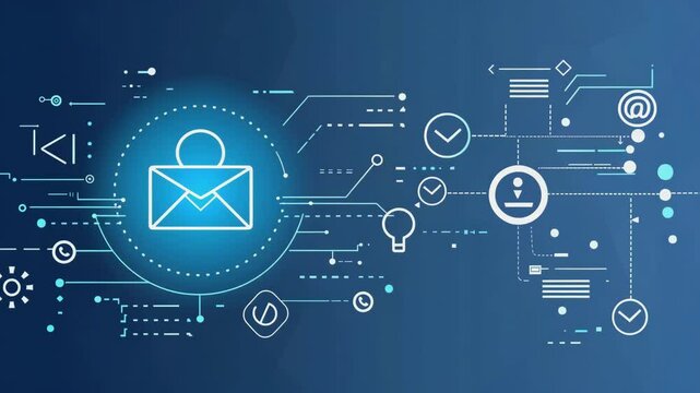 A sophisticated and professional digital background for a presentation on marketing automation with a focus on email, Generative AI Video.