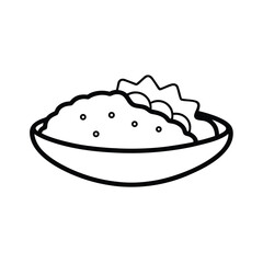 Chicken enchiladas with sauce in fine line style Vector illustration