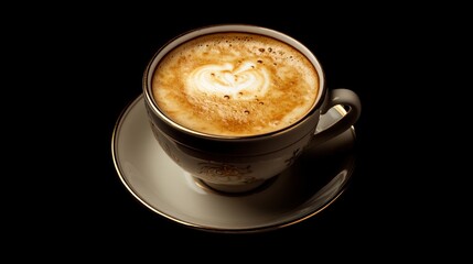 Obraz premium Aromatic Cappuccino: Heart-Shaped Latte Art in a Vintage Cup