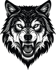 Fototapeta premium Aggressive Wolf Head Illustration Vector Graphic Design