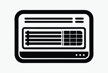window air conditioner, line art appliance, black and white vector, cooling unit icon, home electronics graphic