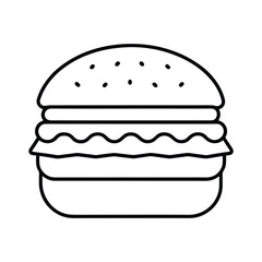 Cheeseburger with pickles in bold line drawing Vector illustration