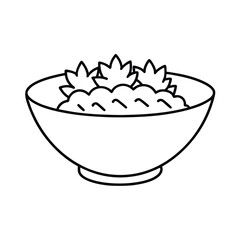 Corn salad with herbs in elegant line drawing Vector illustration