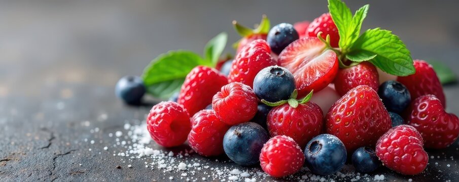 Fresh mixed berries with mint leaves and cream , Spremuto, Green, Frullato