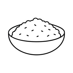 Dal and rice plate in traditional line drawing Vector illustration