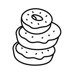 Donut stack with toppings in line illustration Vector illustration