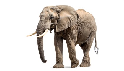 Obraz premium African Elephant Walking with White Background.