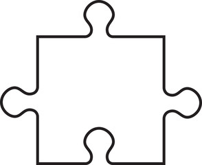 Obraz premium Puzzle piece icon outline. Simple jigsaw puzzle piece silhouette icon isolated on transparent background. Vector design template. Business presentation concept. Vector illustration. EPS 10