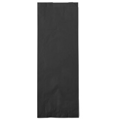 A plain black paper bag, likely used for carrying items or packaging.