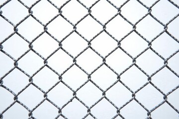 Fototapeta premium Chain link fence with intricate metal details on white background, decoration, minimalist