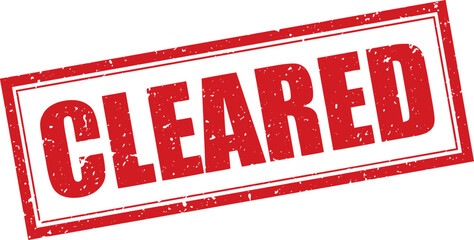 Red Cleared Rubber Stamp Word Text Written in Grunge Vector in Sharp Double Border, Transparent Background, Svg, Png	