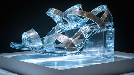 Transparent heels with metallic straps
