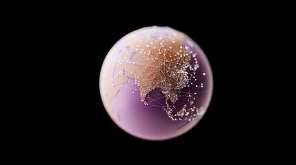 Futuristic Cyberspace World Map Spherical 3D Render
