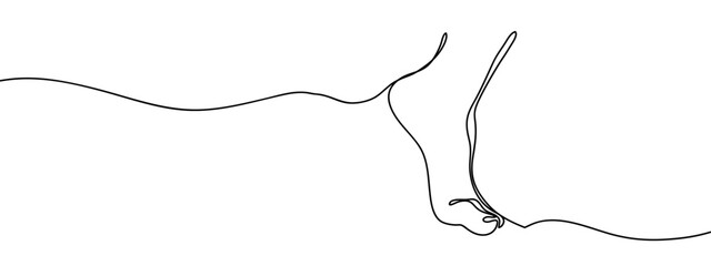 Continuous line, running foot, running leg Simple art lines on transparent background, editable strokes.