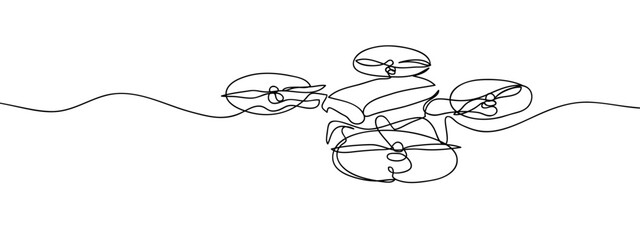 continuous line drone Simple art lines on transparent background, editable strokes.