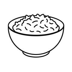 Italian risotto bowl with parmesan shreds in clean line art Vector illustration