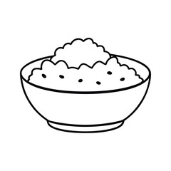 Japanese curry with rice in detailed line drawing Vector illustration