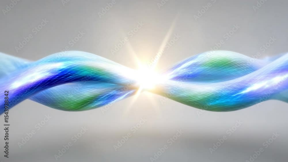 Poster Vivid Intertwine: A close-up of two strands, elegantly entwined, in a captivating display of fluidity, vibrant color, and luminous energy, symbolizing unity and connectivity.