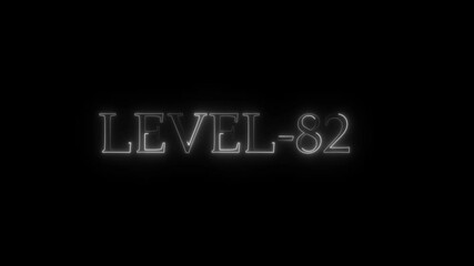 Glowing neon text displaying level 82 against a sleek black background