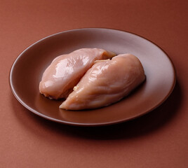 Meat, raw chicken fillets, poultry breast, skinless and boneless food. Raw chicken fillet
