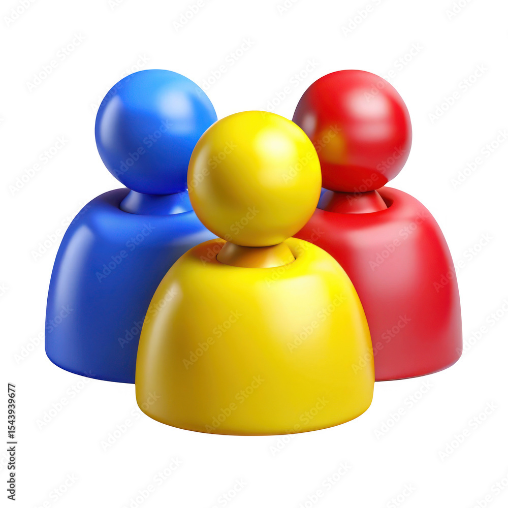 Poster 3d colorful user group icon isolated on transparent background